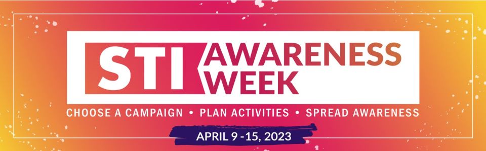 STI Awareness Week Graphic, pink and orange colors