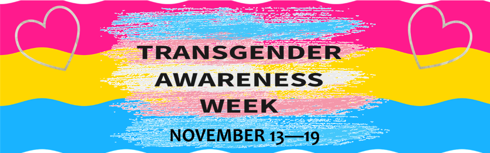 pink, blue, and yellow striped flags; Transgender Awareness Week November 13-19